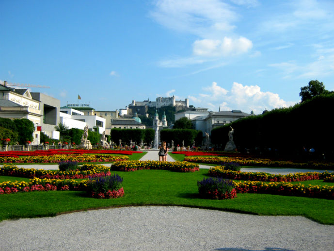 Mirabell Gardens looking up to the fortress - Things to Do in Salzburg ...