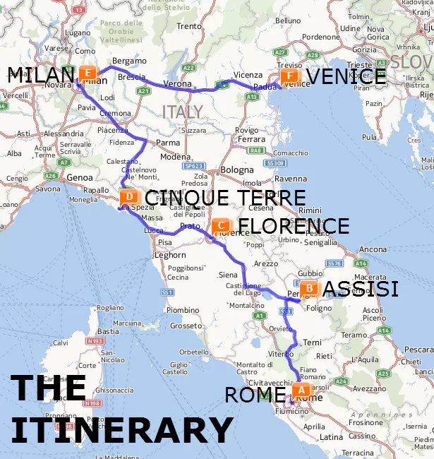 The Best Of Italy By Train A Two Week Itinerary The Trusted Traveller   Itinerary Map 