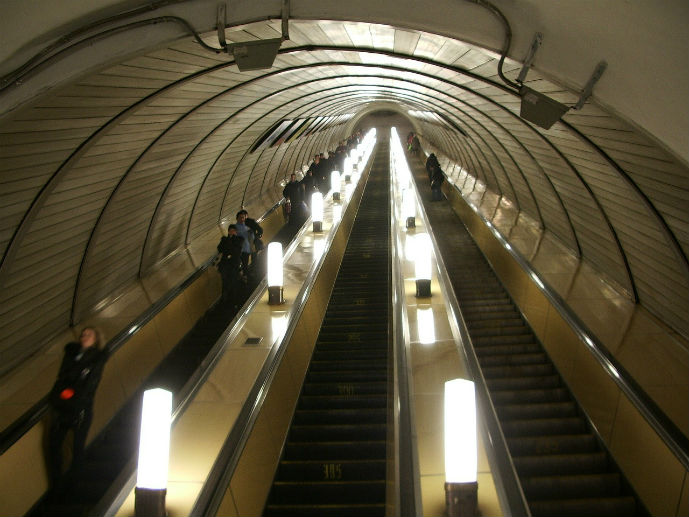 Escalator in the Metro - Getting Around Moscow - The Trusted Travellere Metro