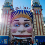 The smiling entrance of Luna Park Sydney