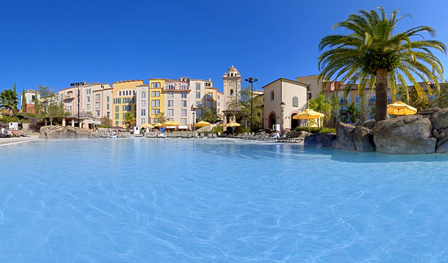 The pool at the Loews Portofino Bay Hotel at Universal Orlando - Where to Stay Near the Orlando Theme Parks - The Trusted Traveller