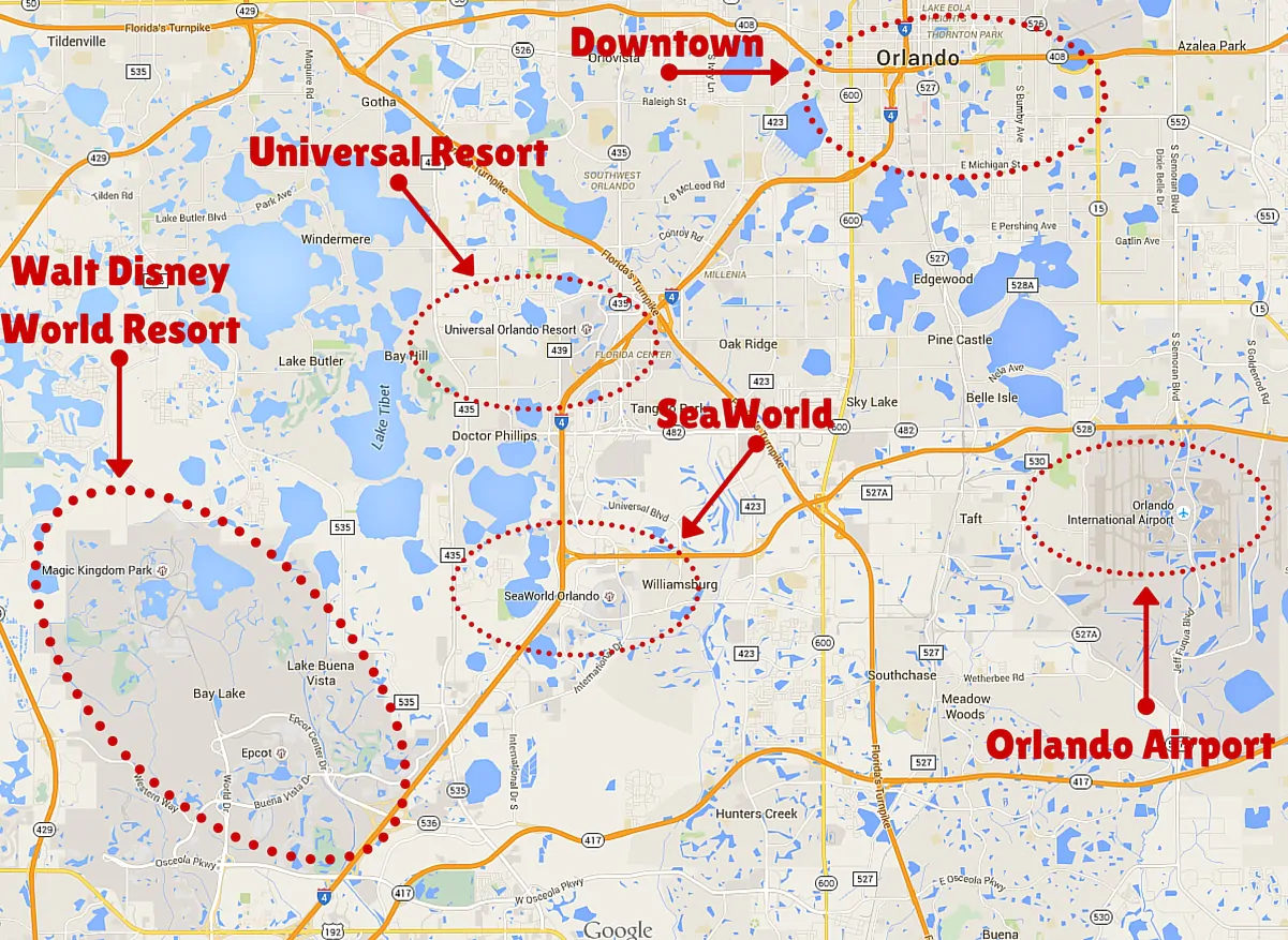 Orlando Theme Parks Map Getting Around the Orlando Theme Parks   The Trusted Traveller