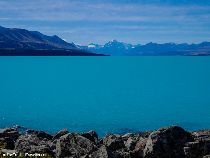 Lake Pukaki and Aoraki Mt Cook in the distance - Things to Do in New Zealand's Mackenzie Basin - The Trusted Traveller