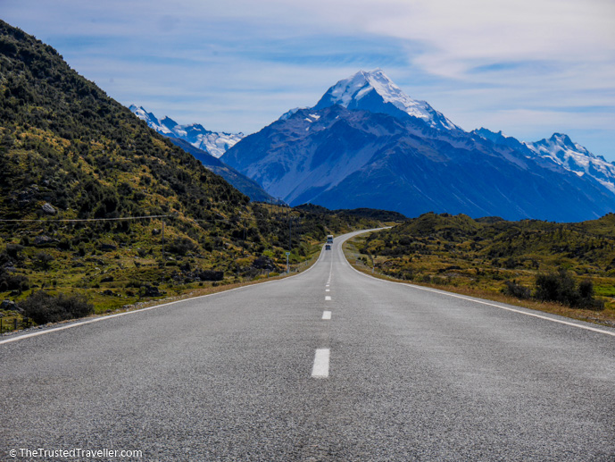 The road leading to Aoraki Mt Cook Alpine Village - Things to Do in New Zealand's Mackenzie Basin - The Trusted Traveller