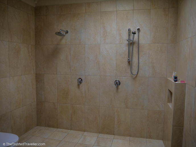 A double shower in the bathroom - Bay Breeze Boutique Motel: Luxury on the Eurobodalla Coast - The Trusted Traveller