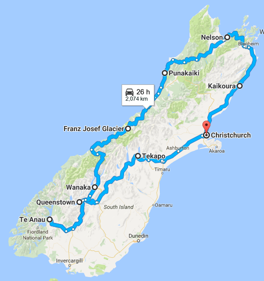 New Zealand Road Trip Map Two Week New Zealand South Island Road Trip Itinerary (Updated 2022!)