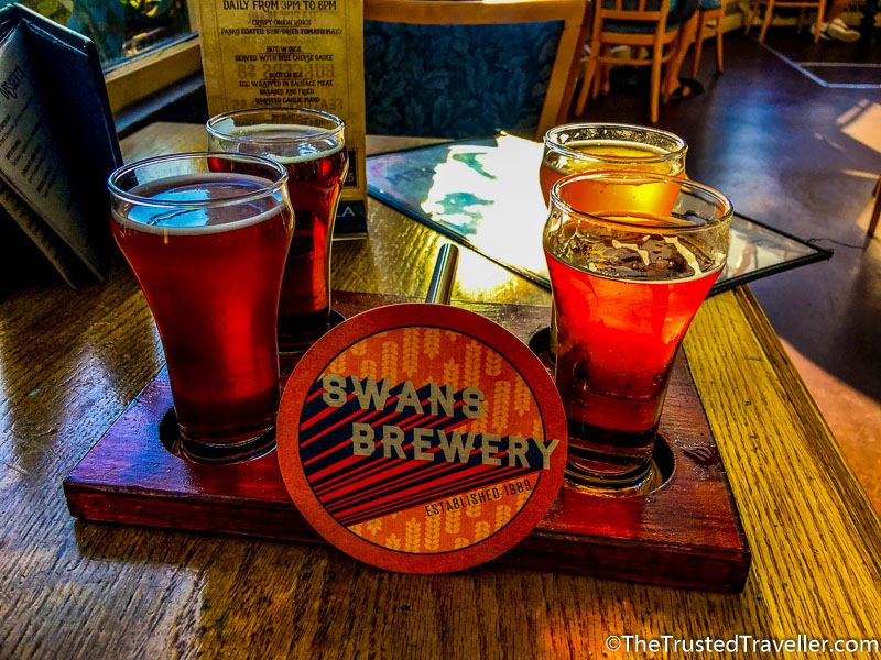 Tasting Paddle at Swans Brewery - How to Visit the Best Craft Breweries in Victoria BC - The Trusted Traveller