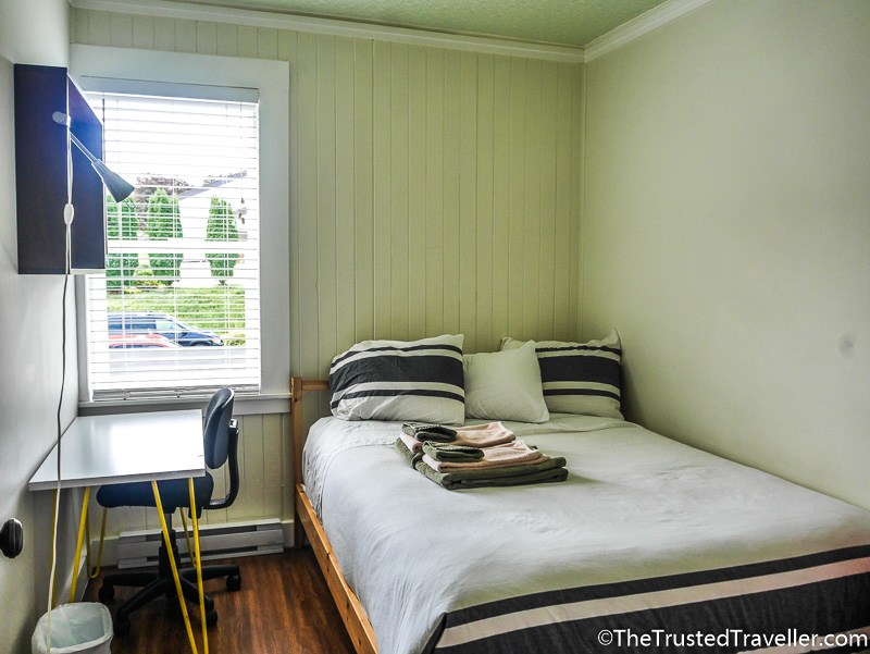 Super comfy bed in my private double room - Hostel Review: HI Prince Rupert Pioneer Guesthouse - The Trusted Traveller