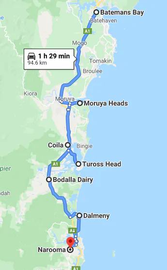 Batemans Bay to Narooma Map - NSW South Coast Road Trip Itinerary - The ...