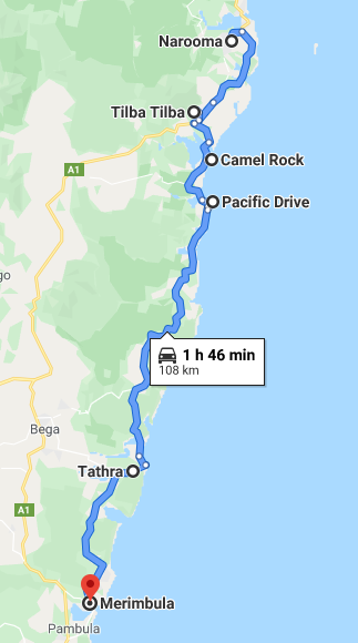 Narooma to Merimbula Map - NSW South Coast Road Trip Itinerary - The Trusted Traveller